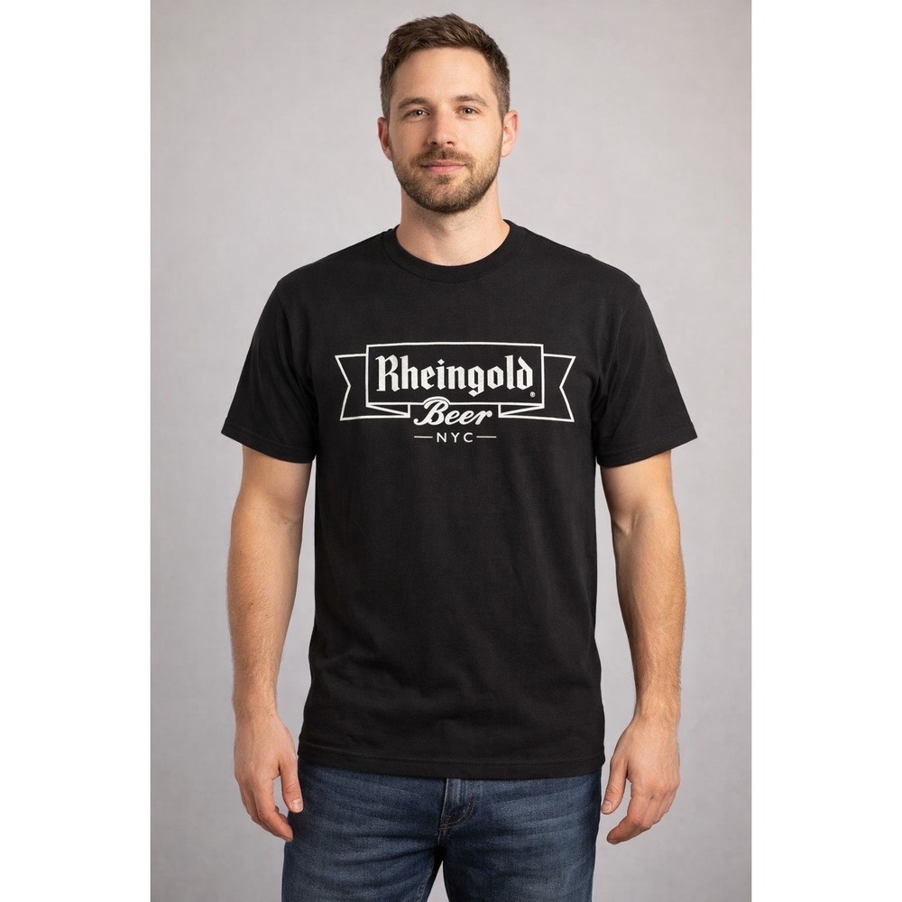 NOS NEW! Rheingold‎ Beer NYC Men's 2XL Black American Apparel t-shirt vintage